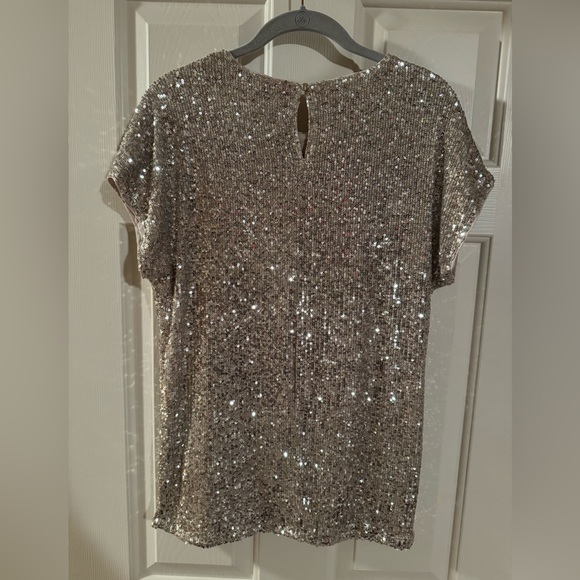 Cable & Gauge Silver Sequin Short Sleeve Top Size Medium - NWOT Never Worn! - Picture 2 of 7